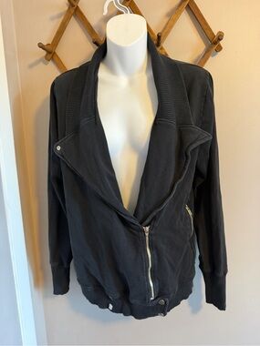 Green Dragon Black Moto Dragon Jacket Asymmetrical Zip Faded XL
